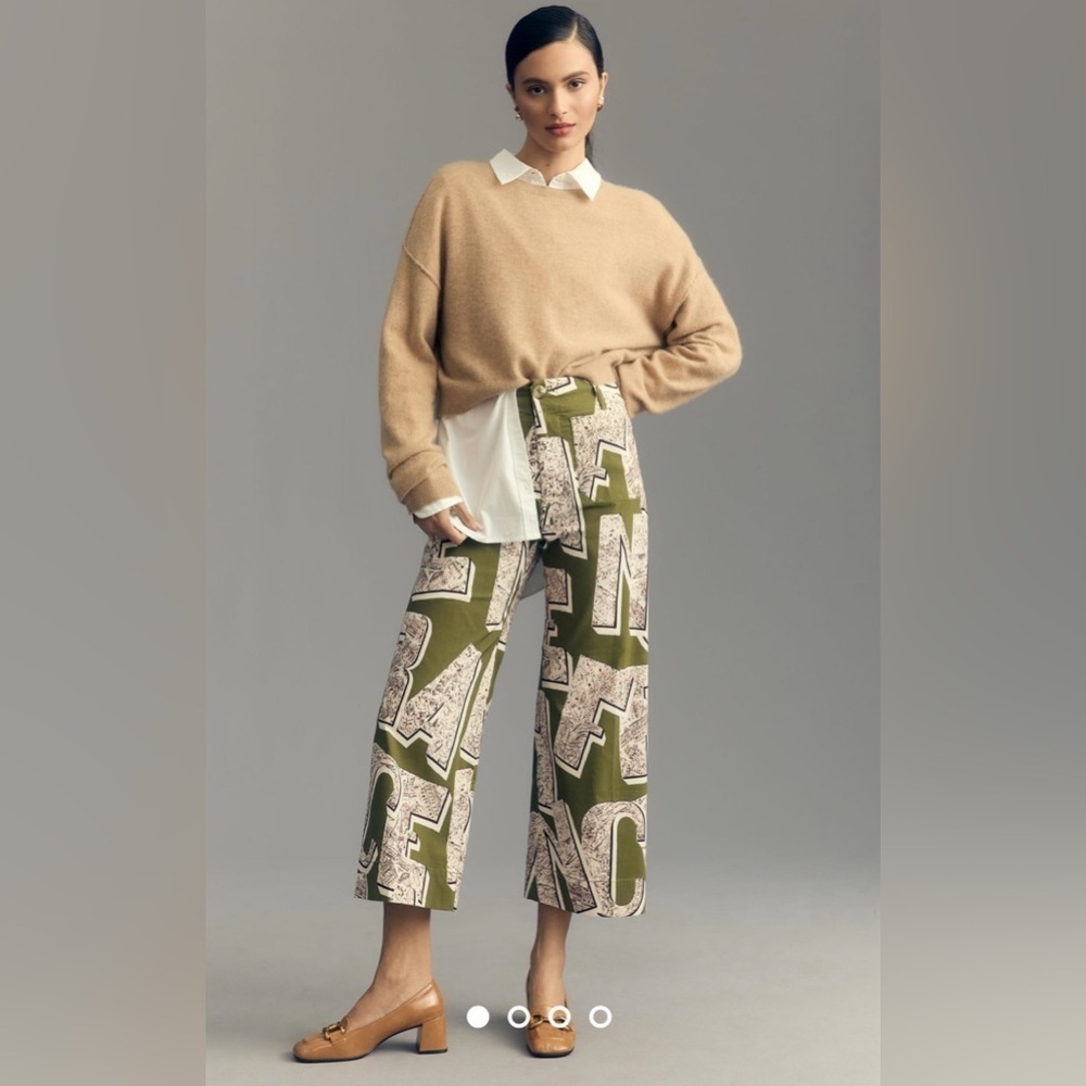 NWT Size 27P - Maeve The Colette Cropped Wide-leg Pant dark green